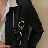 Korean Brooch Women's New Fashion Personality Retro Minority High-grade Pearl Tassel Metal Suit Pin main image 1