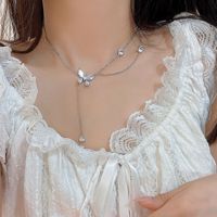 Butterfly Necklace French Light Luxury Inlaid Zircon Water Drop Pendant Fashion Personality Clavicle Chain main image 3
