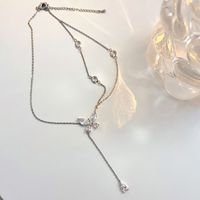 Butterfly Necklace French Light Luxury Inlaid Zircon Water Drop Pendant Fashion Personality Clavicle Chain main image 6