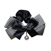 Korean Hair Accessories Black White Houndstooth Bow Tassel Hair Ring main image 5