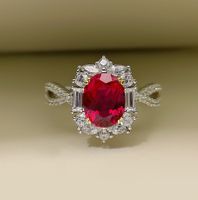 Modischer Künstlicher Rubin Ring Mit Exquisitem Einfachen Offenen Farbigen Schatz Frauen-kupfer Ring Eingelegt main image 1