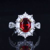 Modischer Künstlicher Rubin Ring Mit Exquisitem Einfachen Offenen Farbigen Schatz Frauen-kupfer Ring Eingelegt main image 3