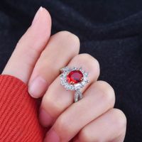 Modischer Künstlicher Rubin Ring Mit Exquisitem Einfachen Offenen Farbigen Schatz Frauen-kupfer Ring Eingelegt main image 5