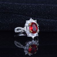 Modischer Künstlicher Rubin Ring Mit Exquisitem Einfachen Offenen Farbigen Schatz Frauen-kupfer Ring Eingelegt main image 6