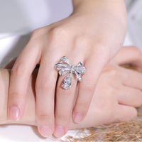 High-grade Bow Ring Women's Special-interest Design Light Luxury Three-dimensional Water Drop Pear-shaped High Carbon Diamond Middle Finger Ins Fashion Simple main image 3