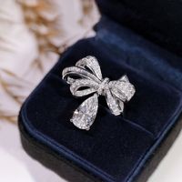 High-grade Bow Ring Women's Special-interest Design Light Luxury Three-dimensional Water Drop Pear-shaped High Carbon Diamond Middle Finger Ins Fashion Simple main image 6