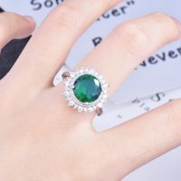 Sonnenblumen-smaragd Live-schmuck Großhandel Mit Kohlenstoff Reichen Diamanten Zirkon 5 Karat Smaragd Farbe Schatz Ring Frauen main image 3