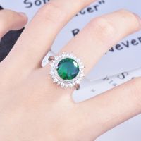 Sunflower Emerald Live Jewelry Wholesale Inlaid High Carbon Diamond Zircon 5 Karat Emerald Colored Gems Ring For Women main image 3