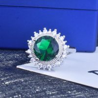 Sunflower Emerald Live Jewelry Wholesale Inlaid High Carbon Diamond Zircon 5 Karat Emerald Colored Gems Ring For Women main image 4