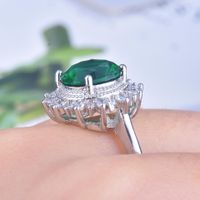 Sunflower Emerald Live Jewelry Wholesale Inlaid High Carbon Diamond Zircon 5 Karat Emerald Colored Gems Ring For Women main image 5