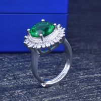 Sunflower Emerald Live Jewelry Wholesale Inlaid High Carbon Diamond Zircon 5 Karat Emerald Colored Gems Ring For Women main image 6