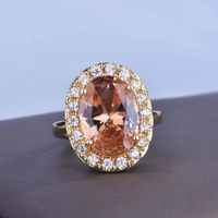 Live Broadcast New Big Carat Colored Gems Ring Internet Celebrity Same Style Plated 18k Luxury Full Diamond Imitation Morgan Stone Open Ring main image 4