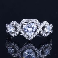New Niche Design Heart-shaped Ring Inlaid With Diamonds Light Luxury Open Ring Female main image 1