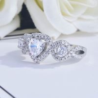 New Niche Design Heart-shaped Ring Inlaid With Diamonds Light Luxury Open Ring Female main image 3