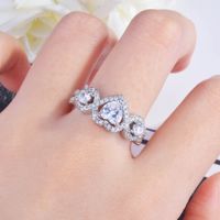 New Niche Design Heart-shaped Ring Inlaid With Diamonds Light Luxury Open Ring Female main image 6