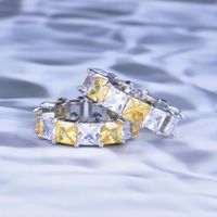 European And American Luxury Square Diamond Flash Zircon Color Treasure Open Ring Wholesale main image 1