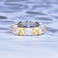 European And American Luxury Square Diamond Flash Zircon Color Treasure Open Ring Wholesale main image 3