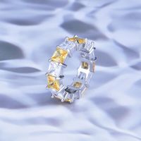 European And American Luxury Square Diamond Flash Zircon Color Treasure Open Ring Wholesale main image 4