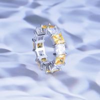 European And American Luxury Square Diamond Flash Zircon Color Treasure Open Ring Wholesale main image 5