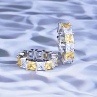 European And American Luxury Square Diamond Flash Zircon Color Treasure Open Ring Wholesale main image 6