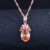 New Simulation Morganite Necklace Color Egg-shaped Ruby Color Pendant main image 2