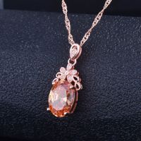 New Simulation Morganite Necklace Color Egg-shaped Ruby Color Pendant main image 3