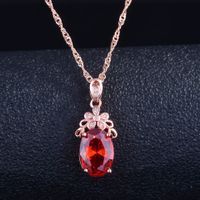 New Simulation Morganite Necklace Color Egg-shaped Ruby Color Pendant main image 4