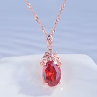 New Simulation Morganite Necklace Color Egg-shaped Ruby Color Pendant main image 5