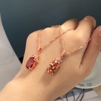 New Simulation Morganite Necklace Color Egg-shaped Ruby Color Pendant main image 6