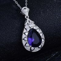 Pear-shaped Amethyst Necklace Full Of Diamonds Purple Diamond Pendant main image 3
