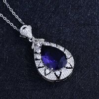 Birnenförmige Amethystkette Voller Diamanten Lila Diamantanhänger main image 4