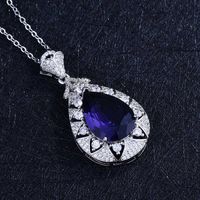 Pear-shaped Amethyst Necklace Full Of Diamonds Purple Diamond Pendant main image 4