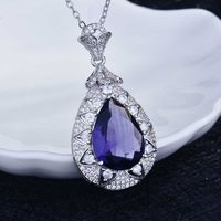 Pear-shaped Amethyst Necklace Full Of Diamonds Purple Diamond Pendant main image 5