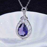 Birnenförmige Amethystkette Voller Diamanten Lila Diamantanhänger main image 6