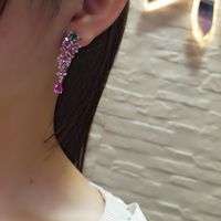 Heavy Industry Design Full Diamond Papalacha Color Stud Earrings Imitation Emerald Water Drop Earrings Lotus Corundum Long Earrings main image 6