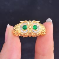 Fashion Owl Ring Natural Chalcedony Bird Eagle Open Color Treasure Ring main image 1