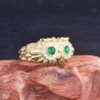Fashion Owl Ring Natural Chalcedony Bird Eagle Open Color Treasure Ring main image 3