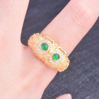Fashion Owl Ring Natural Chalcedony Bird Eagle Open Color Treasure Ring main image 5