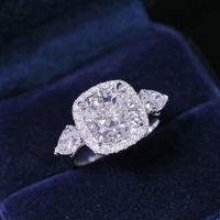 Luxury Full Diamond 5 Carat Cushion Diamond Ring Female Diamond Open Ring Wholesale main image 4