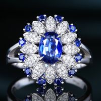 Fashion Imitation Sapphire Ring 2 Carat European And American Three-dimensional Color Treasure Open Ring Female main image 1