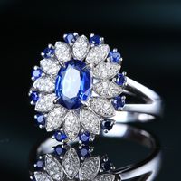 Fashion Imitation Sapphire Ring 2 Carat European And American Three-dimensional Color Treasure Open Ring Female main image 6
