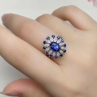 Fashion Imitation Sapphire Ring 2 Carat European And American Three-dimensional Color Treasure Open Ring Female main image 5