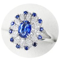 Fashion Imitation Sapphire Ring 2 Carat European And American Three-dimensional Color Treasure Open Ring Female main image 3