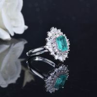 Paraiba Ring Princess Square Diamond Emerald Cut Color Treasure Open Ring main image 3