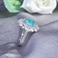 Paraiba Ring Princess Square Diamond Emerald Cut Color Treasure Open Ring main image 5
