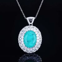 European And American Full Zircon Retro Necklace Lake Blue Imitation Egg-shaped Large Carat Color Tourmaline main image 1