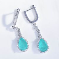 Bijoux En Gros Simulation Naturel Paraiba Ensemble Goutte D&#39;eau Forme Anneau Pendentif Collier Boucles D&#39;oreilles main image 6