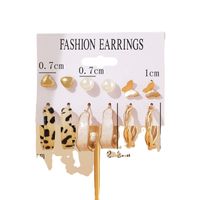 New Retro C-shaped Earrings Set 6 Pairs Creative Personality Dripping Oil Leopard Love Butterfly Earrings main image 6