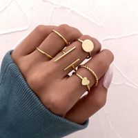 European And American New Heart Ring 6-piece Creative Alloy Geometric Joint Ring Set Wholesale main image 1