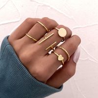 European And American New Heart Ring 6-piece Creative Alloy Geometric Joint Ring Set Wholesale main image 2